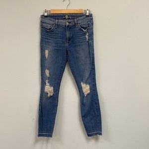 7 for all Mankind the ankle skinny ripped jeans. Size 27